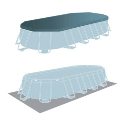 Schwimmbecken PRISM FRAME OVAL 610x305x122 cm INTEX mit Pumpe, Leiter und Abdeckung