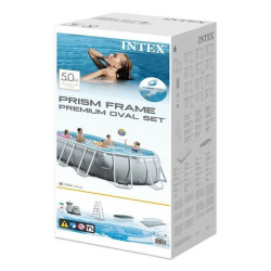 Schwimmbecken INTEX PRISM FRAME OVAL 503x274x122 cm mit Pumpe, Leiter und Abdeckung