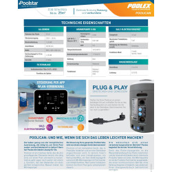 Wärmepumpe Poolex Poolican 4in1 mit Salzelektrolyse, Filteranlage und Poolpumpe mit WLAN für 25m³