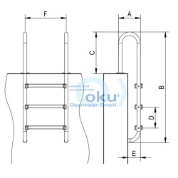 Poolleiter OKU Pool Treppe Edelstahl V2A enges Modell Ø 42 mm