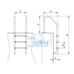 Poolleiter OKU Pool Treppe Edelstahl V2A weites Modell Ø 42 mm