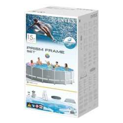 Schwimmbecken Ø457x122 Intex FRAME POOL PRISM mit Pumpe, Leiter und Abdeckung